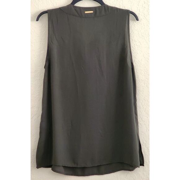 TOP/BLOUSE-Michael Kors-Army Green-Sleeveless-Front Rivets and Tie-Size MED - Picture 2 of 13